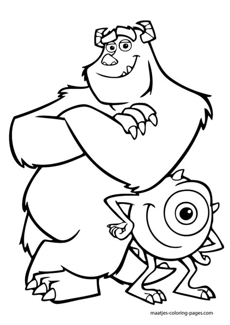 Mike wazowski and james p sullivan and boo. Monsters Inc. coloring pages