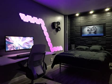 how gman s bedroom setup looks at night we love the ambient lighting click through to see more