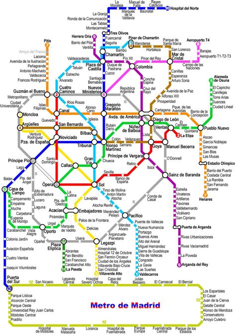 A Subway Map With All The Major Metro Lines In Different Colors And Sizes Including Red Yellow