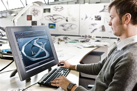 Mercedes-Benz interior designer working on the Cintiq - Car Body Design