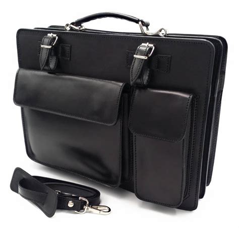 Italian Leather Briefcase Model 201701 Genuine Leather Black