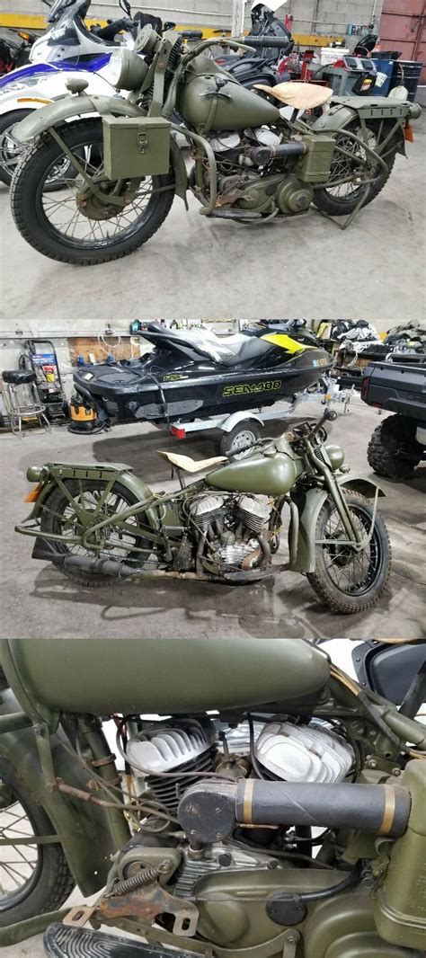 Vintage 1942 Harley Davidson Wla Military Motorcycle Military