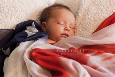 Patriotic Princess American Flag Wrap Newborn Photography Sleeping