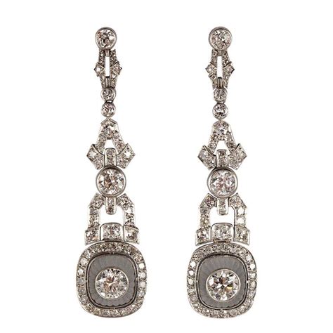 Amazing Art Deco Rock Crystal Diamond Platinum Earrings Stdibs Com