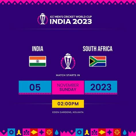 Icc Mens Cricket World Cup 2023 Schedule India Vs South Africa