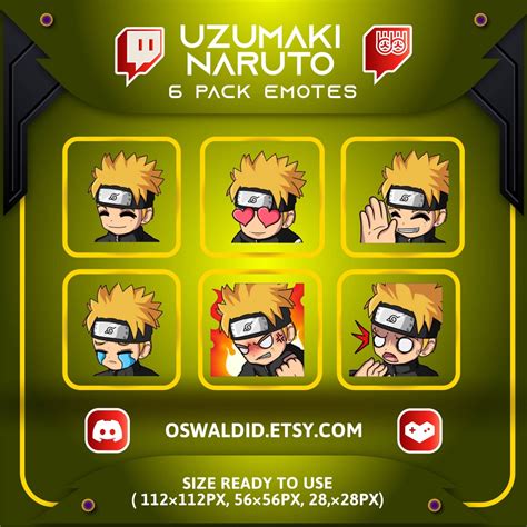 Naruto Emotes Uzumaki Emote 6 Pack Emote Emojis Sub Etsy