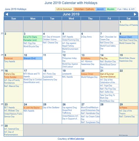 June 2019 calendar of united states of america. Print Friendly June 2019 US Calendar for printing