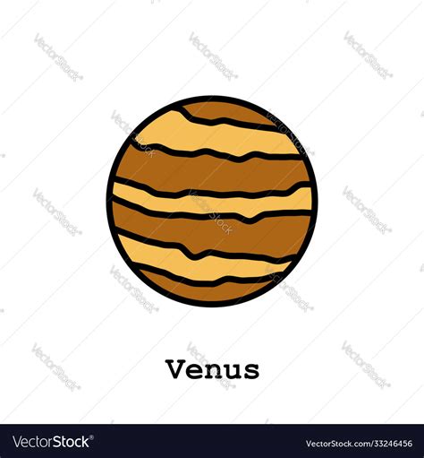 Venus Planet Color Icon Thin Line Linear Outline Vector Image