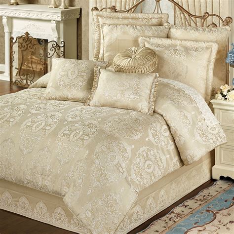 Peacock alley is known for its curated collection of luxury bedding that is modern, yet classic. Francesca Light Gold Comforter Bedding | Luxurious ...