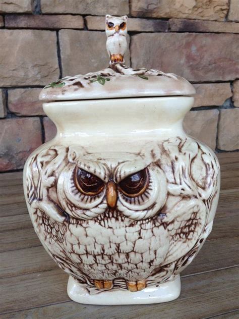 I wouldnt use this as a cookie jar. Vintage Owl Cookie Jar Vase Ceramic Large Container Unique Fall Home Decor… | Owl cookie jar ...