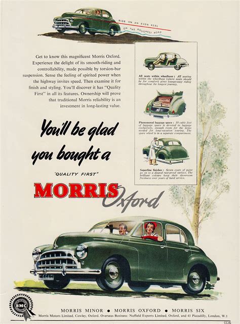 Vintage Morris Oxford Car Ad Punch Magazine 1957 Morris Oxford Car