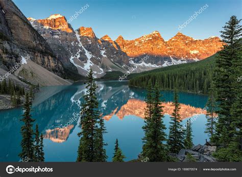 Scenic Moraine Lake Sunrise Banff National Park Alberta Photo Images