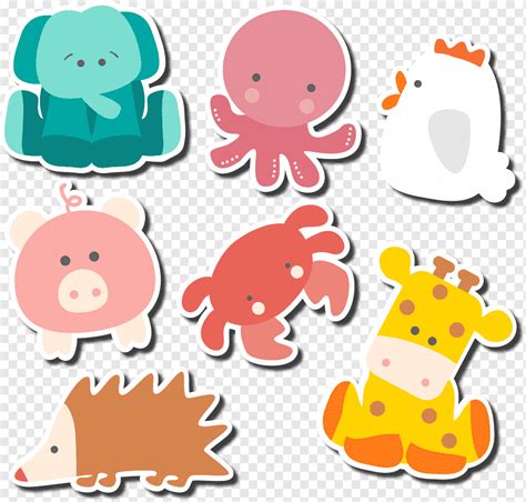 Animals Animal Cartoon Seven Cute Animal Stickers Material Food