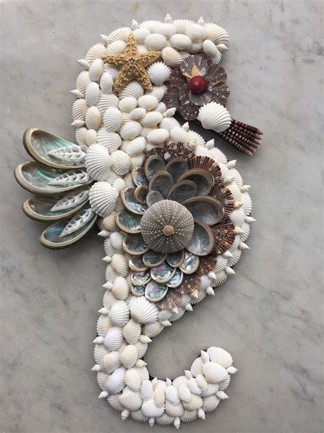 Large Seashell Seahorse Wall Hanging Etsy Seashell Wall Art