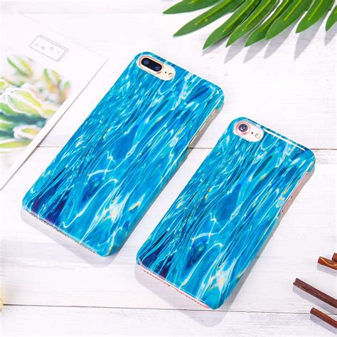 Slim Frosted Hard Phone Cases For Iphone 6 6s Plus Blue Shade Ripple