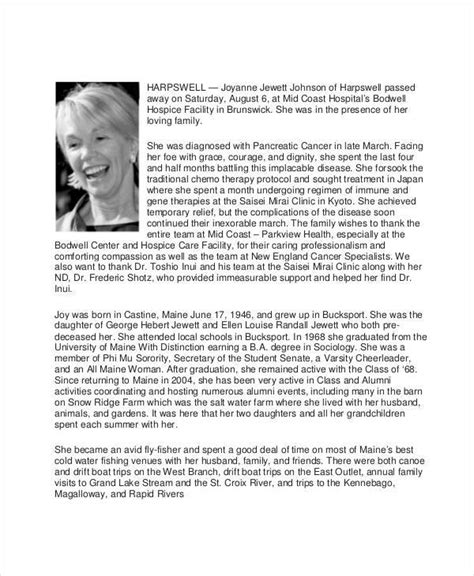 A common metropolitan newspaper, for example, charges per line. FREE 33+ Sample Obituary in PDF | MS Word