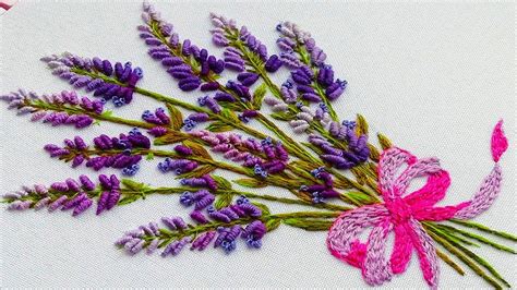Hand Embroidery Lavender Flowers Вышивка Цветы Лаванды Embroidery