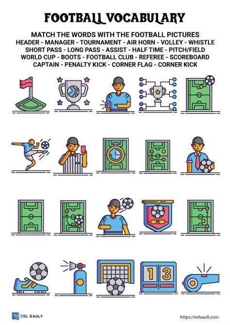 Free Football Vocabulary Worksheets Esl Vault