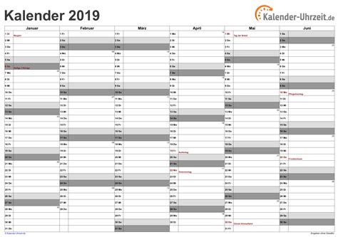 Kalender 2019 zum Ausdrucken. Gratis Vorlagen zum Download. | Print