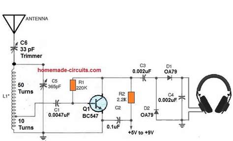 Crystal Radio Sets With Amplifier Circuit Homemade Circuit Projects