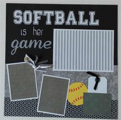 Softball Sports Girls Premade Scrapbook Layout Page