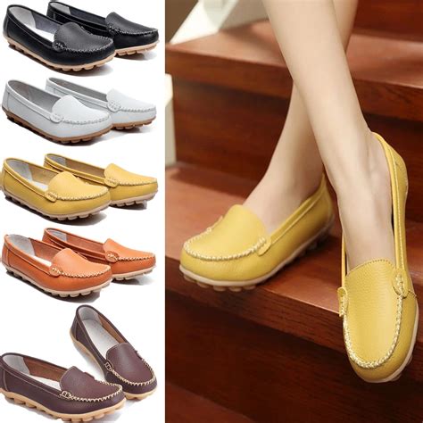 Women Comfort Casual Flats Leather Work Flat Shoes Women Loafers Non