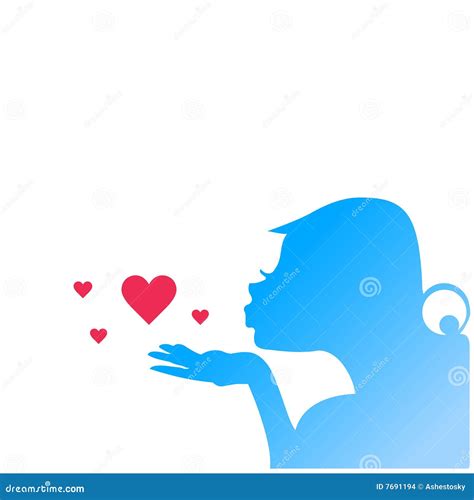 Nice Girl Blowing Hearts Of Love Stock Vector Illustration Of Girl