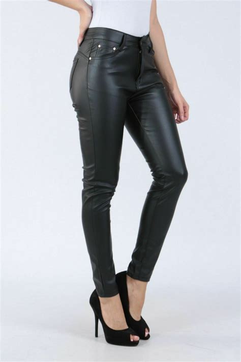 Womens Skinny Slim Faux Leather Pants Stretch Biker Trousers Uk 6 14 Ebay
