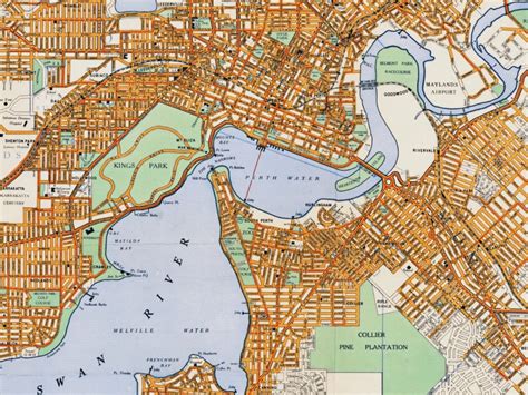 Vintage Map Of Perth 1952