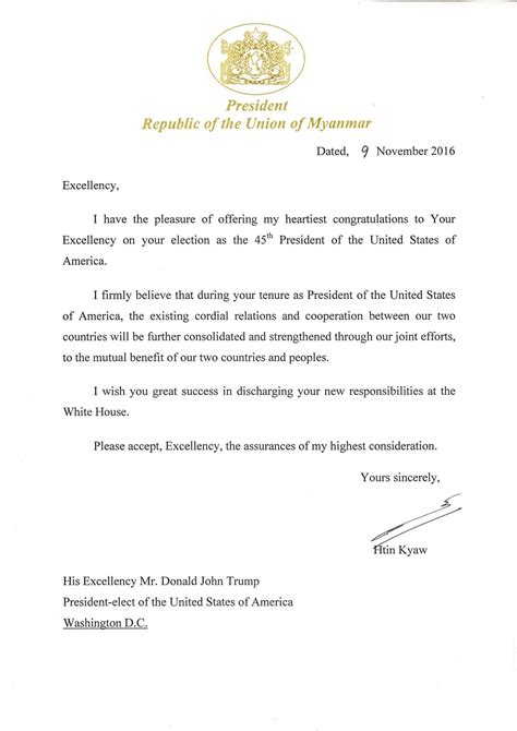 Download as doc, pdf, txt or read online from scribd. President U Htin Kyaw congratulates President-elect Donald ...