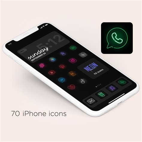 Neon Ios Icon Pack Aesthetic Iphone Ios 14 Realistic Neon Etsy