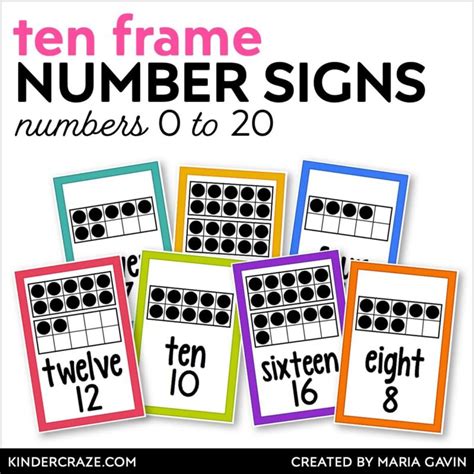 Ten Frame Number Posters 0 20 Kinder Craze