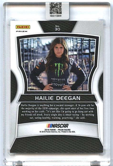 2018 Panini Prizm Racing Rookie 30 Hailie Deegan Autosigned Pa