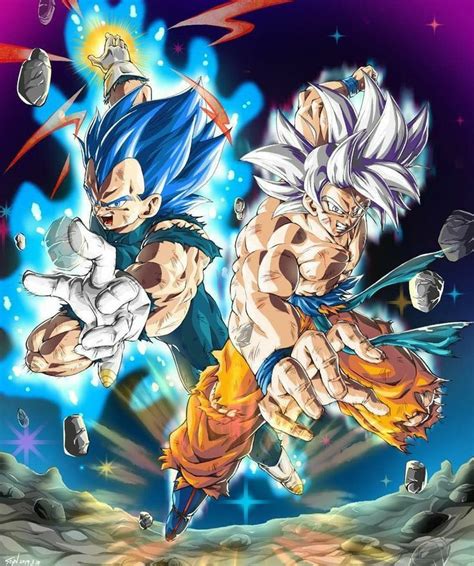 Vegeta Super Saiyan Blue And Goku Ultra Instinct By Stynl F Anime