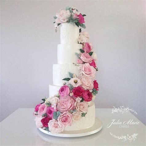 Pink Floral Cascade Wedding Cake Decorated Cake By Cakesdecor