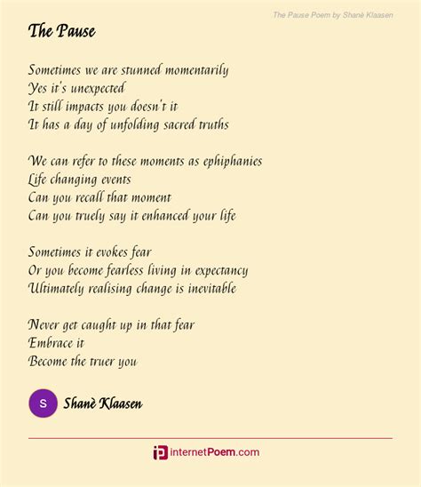 The Pause Poem By Shane Klaasen