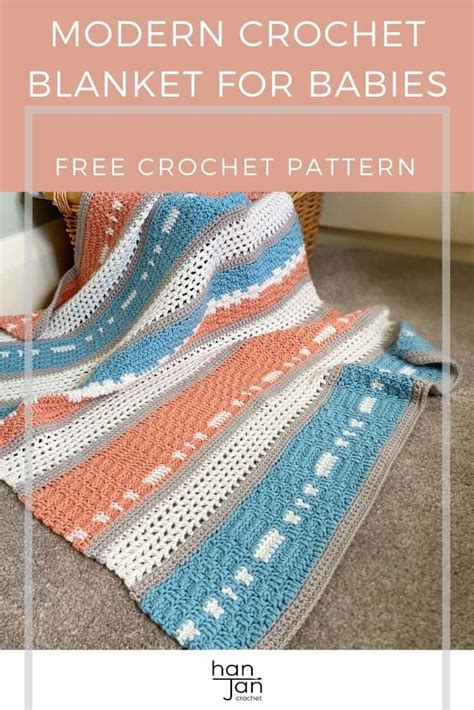 Modern Crochet Baby Blanket Pattern Gender Neutral Peach And Teal