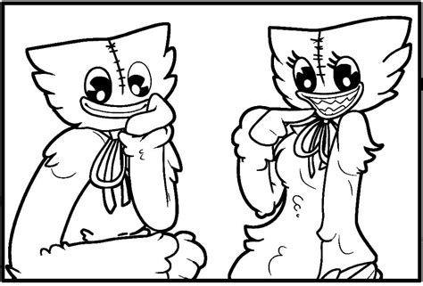 Huggy Wuggy and Kissy Missy coloring page - Download, Print or Color