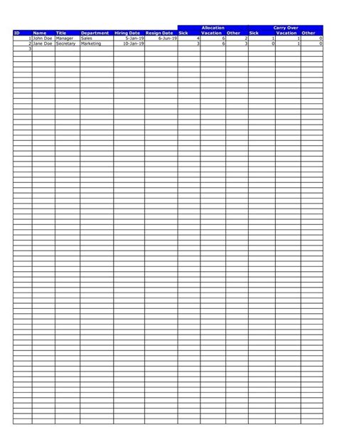 Blank Employee Attendance Calendar Monthly Excel Calendar Template