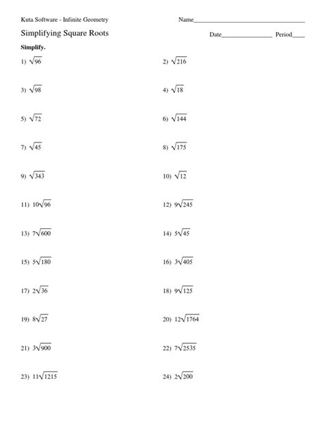 1 Simplifying Square Roots Teaching Mathematics