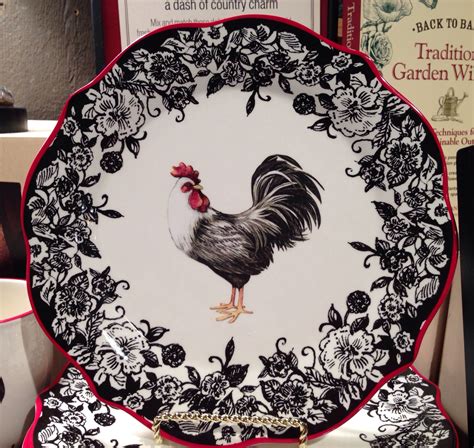 Red Rooster Farmhouse...Rooster Plate/Black, Red, White/Cracker Barrel | Rooster decor, Rooster ...