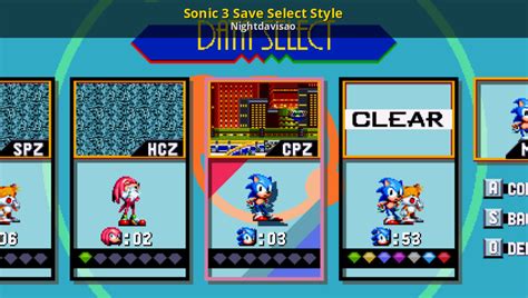 Sonic 3 Save Select Style Sonic Mania Mods