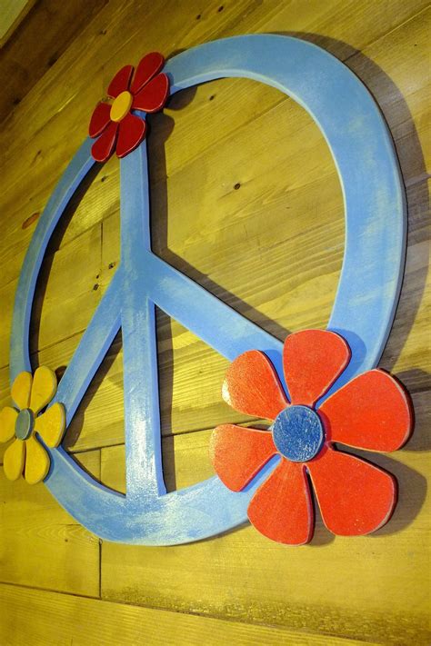 Ambesonne groovy decorations collection floral peace sign summer spring blooms love. Large Peace SignPeace SymbolPeace Sign Wall ArtWooden Boho ...