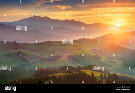 Tatra Mountains Sunset Poland Stock Photo Alamy
