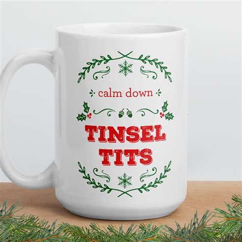 calm down tinsel tits large designer mug from insulting ts™