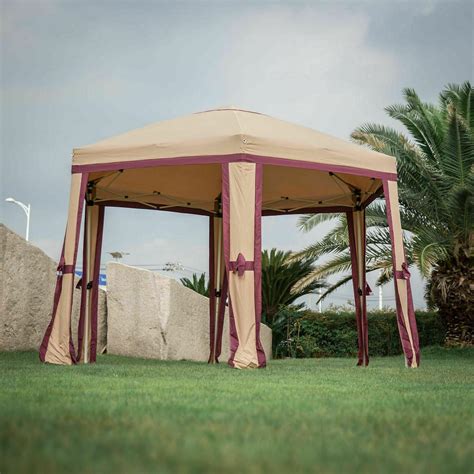 Gazebo canopy umbrella with net drapery. Pop-Up Outdoor Canopy with Mosquito Netting Patio Ir
