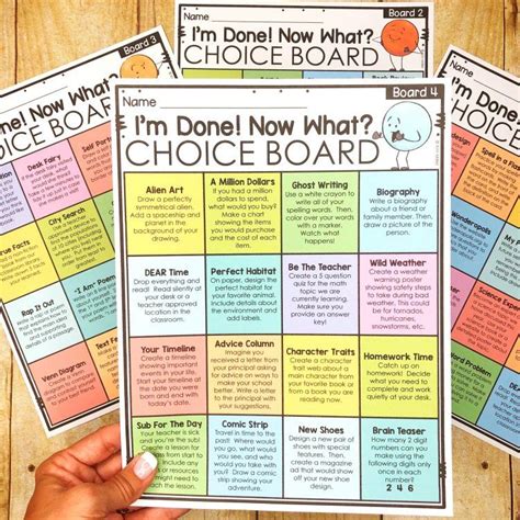Free Choice Boards For Early Finishers Artofit