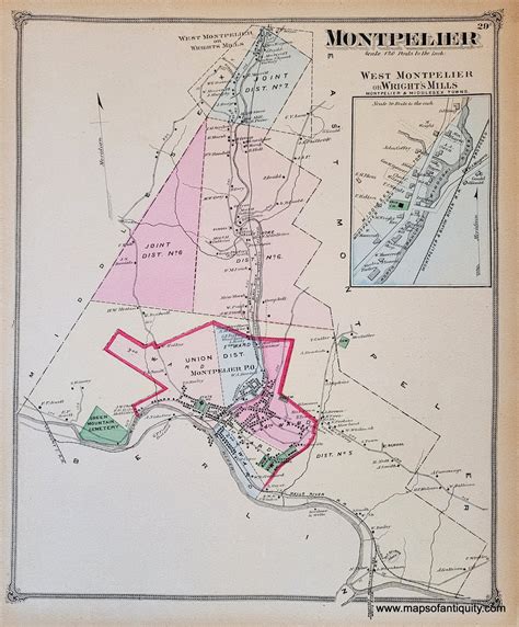 1873 Montpelier Vt Antique Map Maps Of Antiquity
