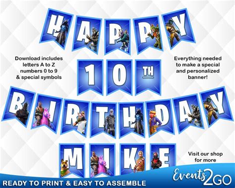 Fortnite Party Banner Battle Royale Birthday Party Party Printables