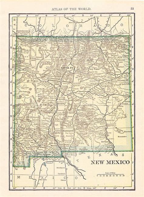 original 1909 state map new mexico vintage antique map great etsy